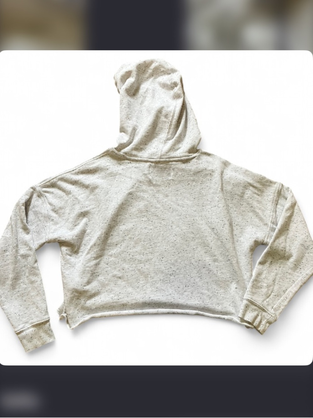 Calvin Klein Jeans Cropped Speckled Heather Oatmeal Hoodie - Picture 4 of 6